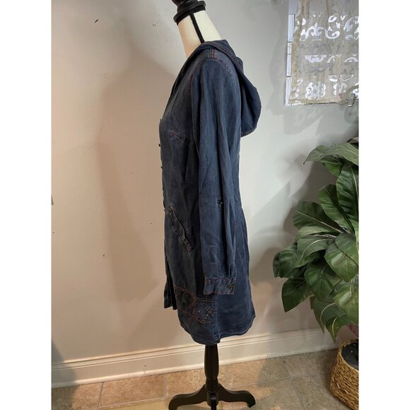 Moda İlgi Embroidered Tencel Long Jacket With Pockets - Picture 9 of 16